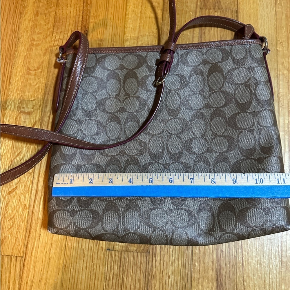 COACH FILE BAG IN TAN/ BROWN LINED SIGNATURE COATED CANVAS CROSSBODY F23866 - Picture 7 of 15